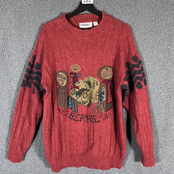 Iceberg Vintage Wool Paris Bernie Italy Made Sweater - Men's Size M - Brown - Picture 1 of 8